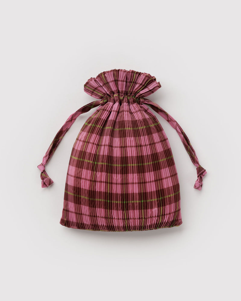 BAGGU Wholesale  Pleated Baggu - Azalea Pink Tartan