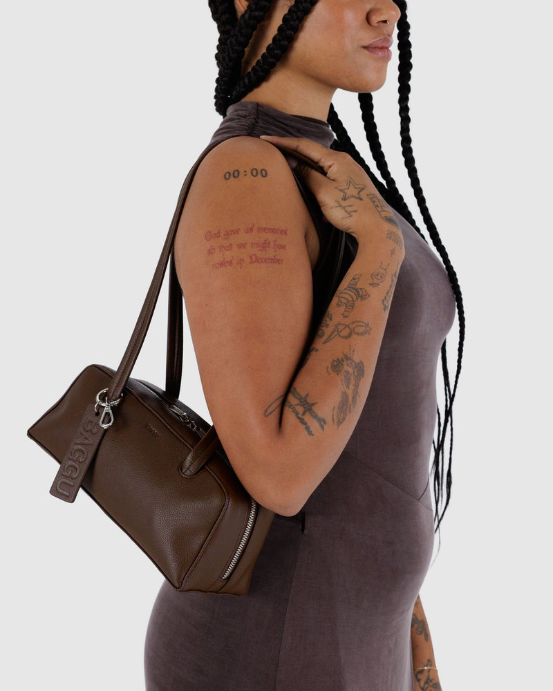 BAGGU Wholesale  Small Recycled Leather Bowler Bag - Brown