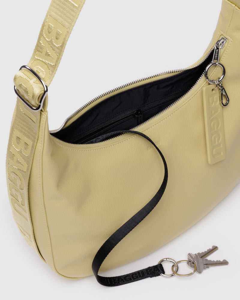 BAGGU Wholesale  Medium Recycled Leather Crescent Bag - Straw