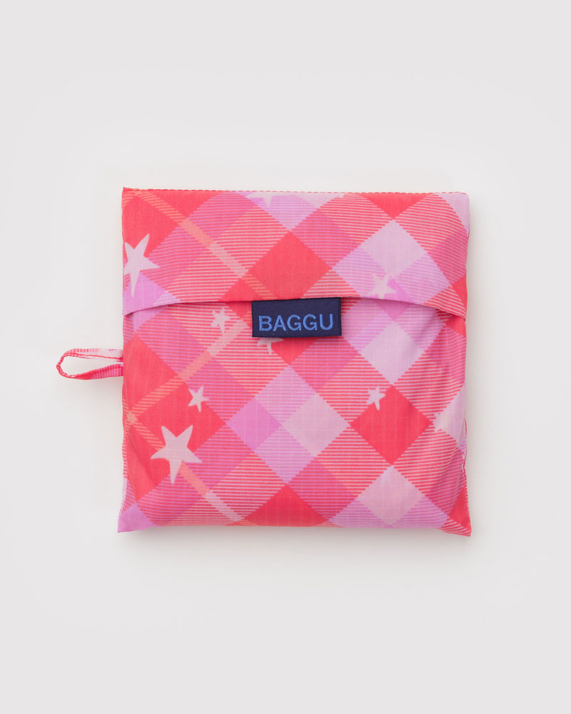 BAGGU Wholesale Reusable Bags Big Baggu - Pink Star Plaid