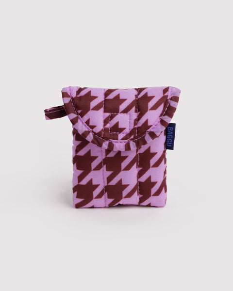 BAGGU Wholesale Shop All Puffy Earbuds Case - Pink Houndstooth