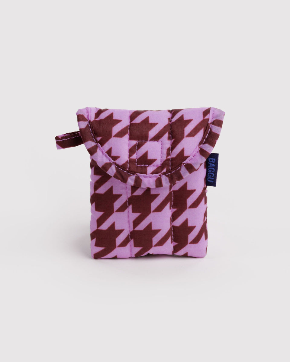 BAGGU Wholesale Puffy Stuff Puffy Earbuds Case - Pink Houndstooth