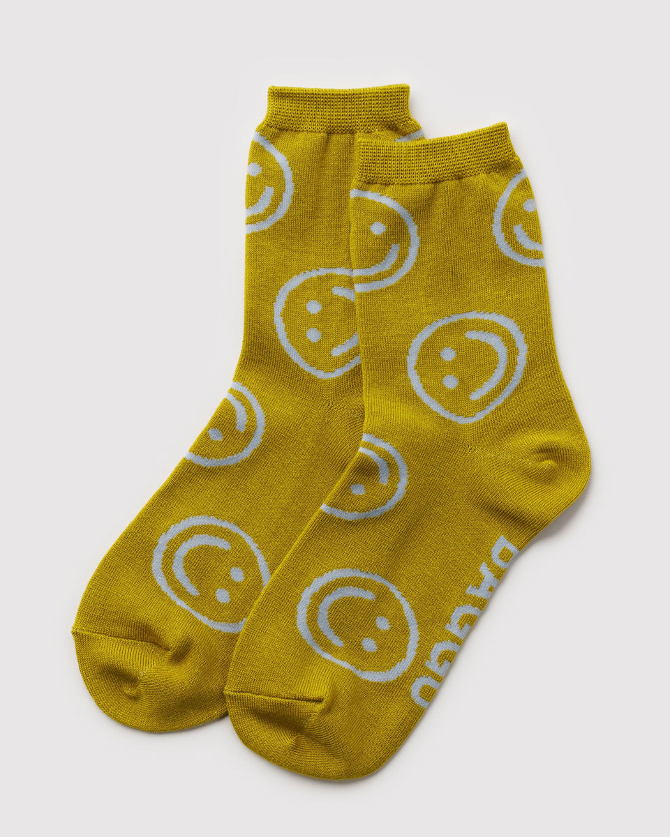 BAGGU Wholesale Socks Crew Sock - Ochre Happy