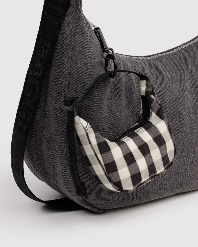 BAGGU Wholesale  Crescent Bag Charm - Black and Cream Gingham