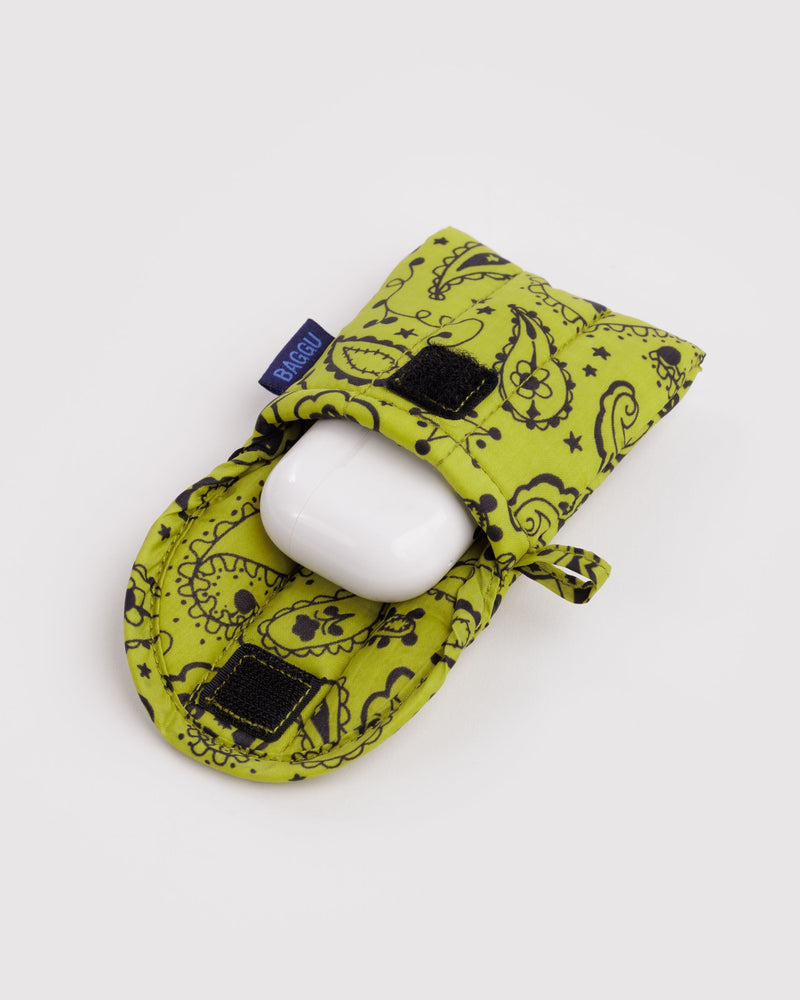 BAGGU Wholesale  Puffy Earbuds Case - Chartreuse Paisley