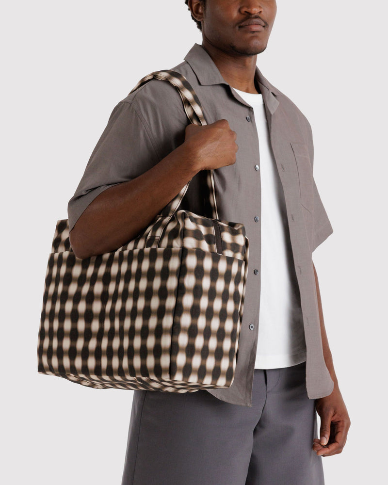 BAGGU Wholesale  Small Cloud Carry-On - Blurred Gingham Brown