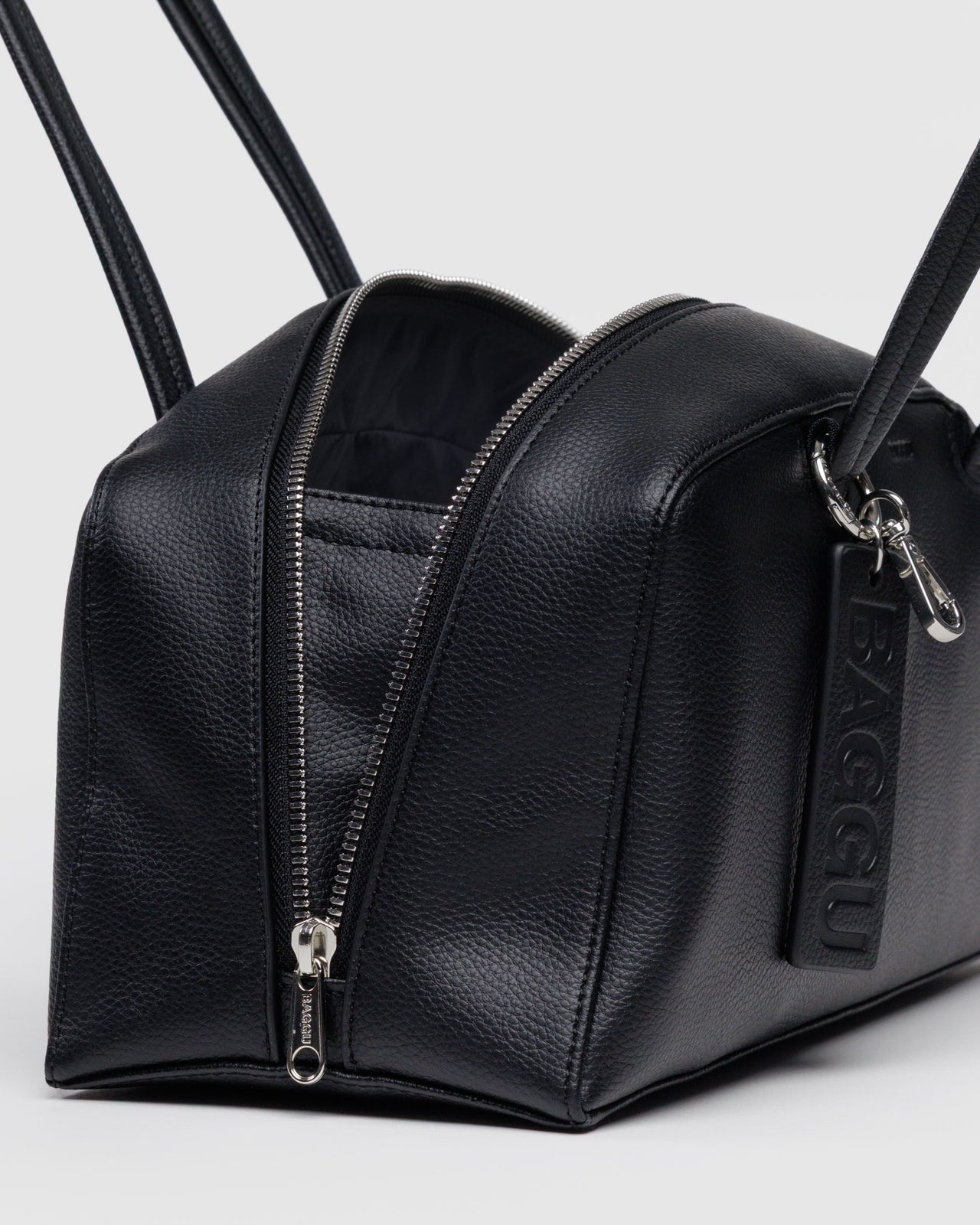 Recycled Leather Bowler Bag - Black