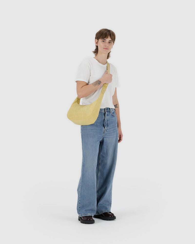 BAGGU Wholesale Cross Body Medium Nylon Crescent Bag - Butter