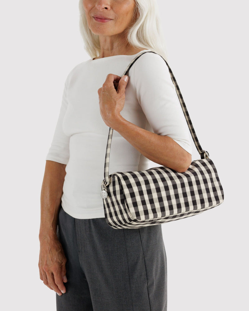 BAGGU Wholesale  Nylon Loaf Bag - Black and Cream Gingham