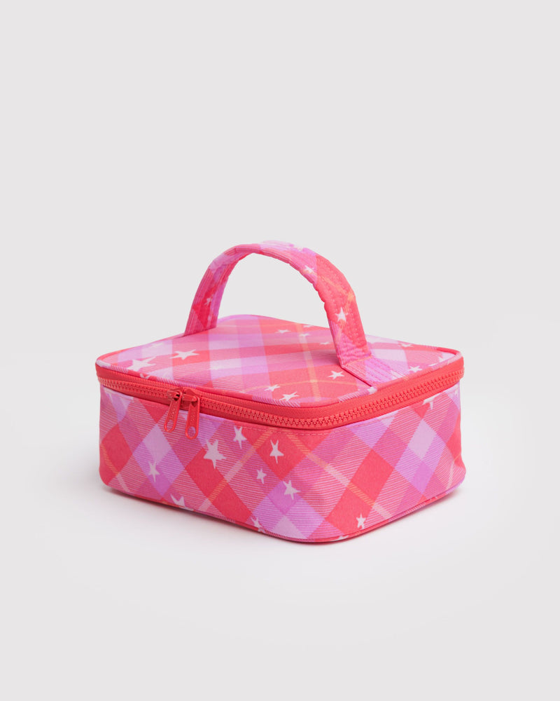 BAGGU Wholesale  Small Cosmetic Case - Pink Star Plaid
