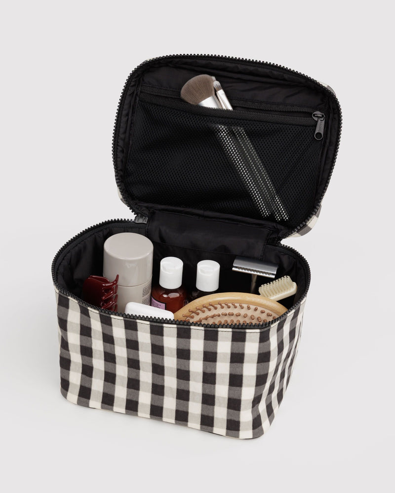 BAGGU Wholesale  Large Cosmetic Case - Black and Cream Gingham