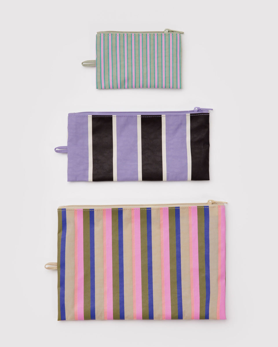 BAGGU Wholesale Pouches Flat Pouch Set - Candy Shop Stripes