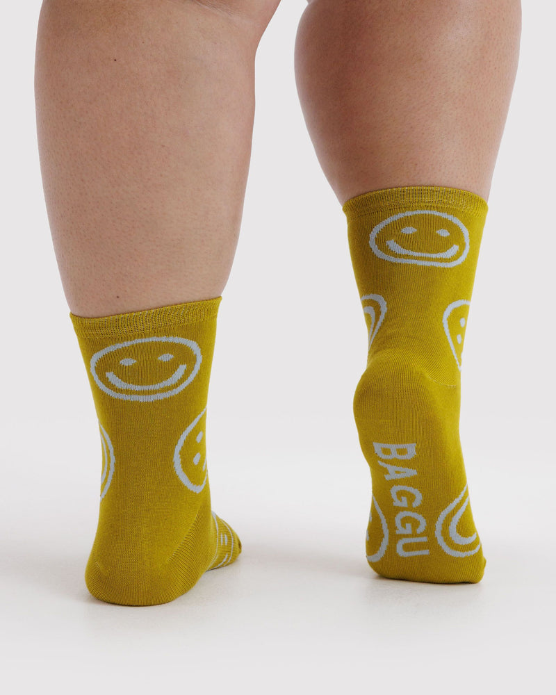 BAGGU Wholesale  Crew Sock - Ochre Happy