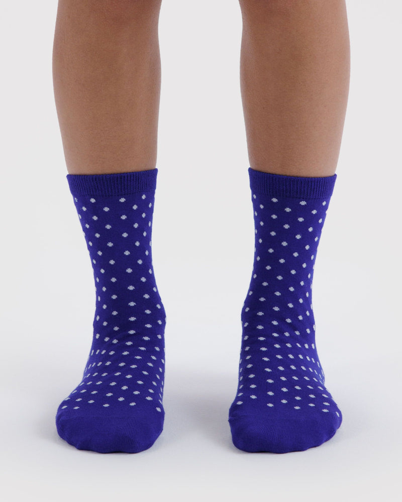 BAGGU Wholesale  Crew Sock - Micro Blue and White Polka Dot