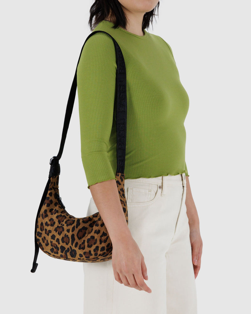BAGGU Wholesale  Small Nylon Crescent Bag - Leopard