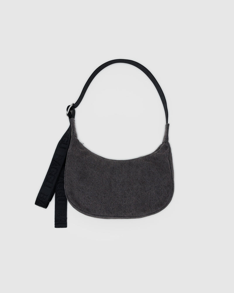 BAGGU Wholesale  Small Denim Crescent Bag - Washed Black Denim