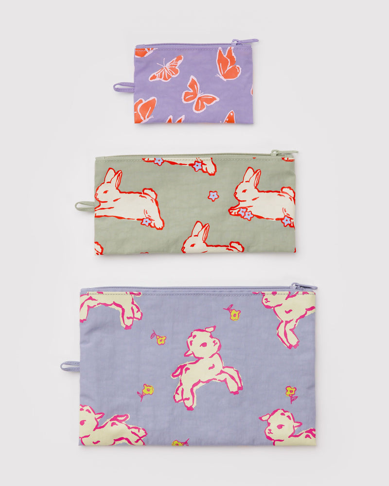 BAGGU Wholesale Pouches Flat Pouch Set - Spring Animals