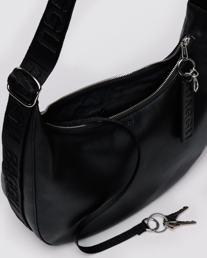 BAGGU Wholesale  Medium Recycled Leather Crescent Bag - Black