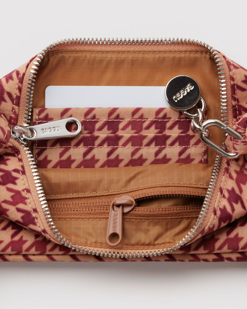 BAGGU Wholesale  Nylon Pochette - Tan Houndstooth
