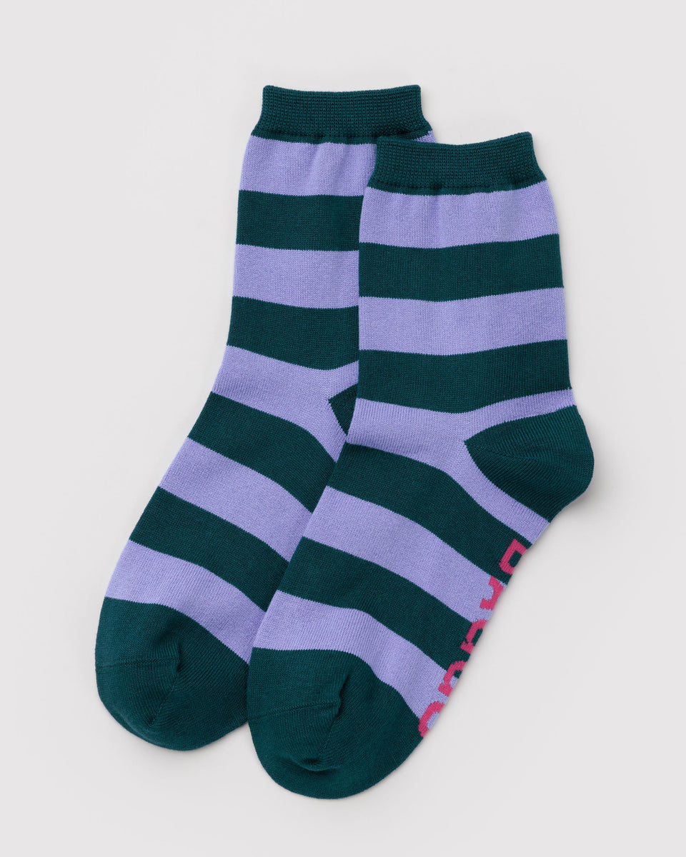 BAGGU Wholesale Socks Crew Sock - Malachite Stripe