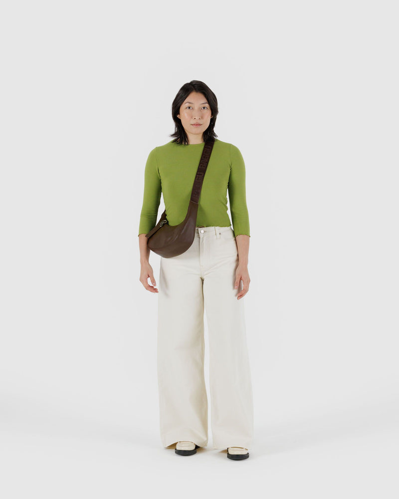 BAGGU Wholesale  Small Recycled Leather Crescent Bag - Brown