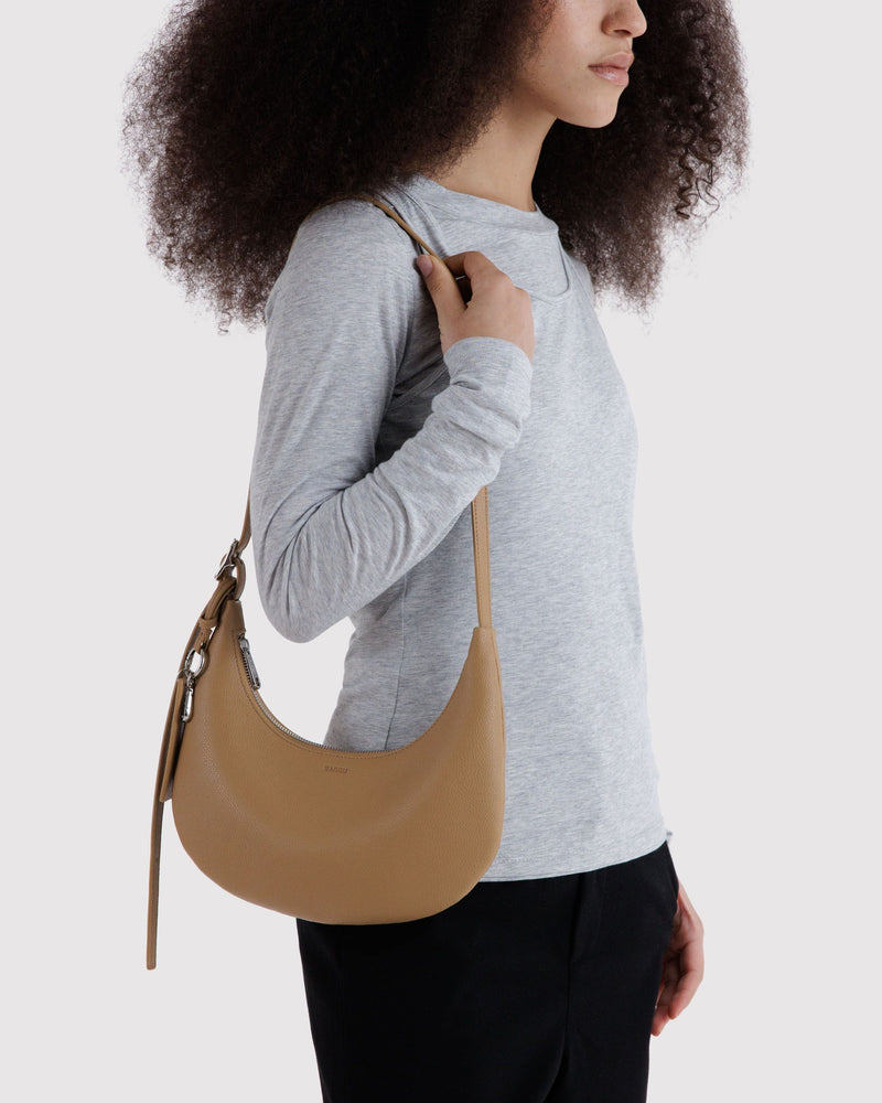 BAGGU Wholesale  Small Recycled Leather Flat Crescent - Dune