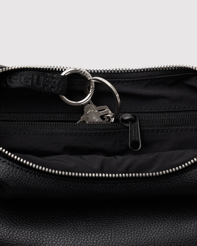 BAGGU Wholesale  Small Recycled Leather Flat Crescent - Black