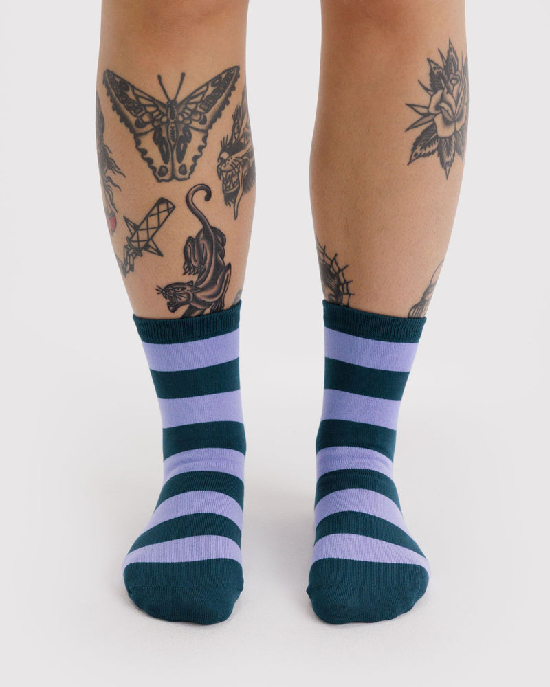 BAGGU Wholesale  Crew Sock - Malachite Stripe