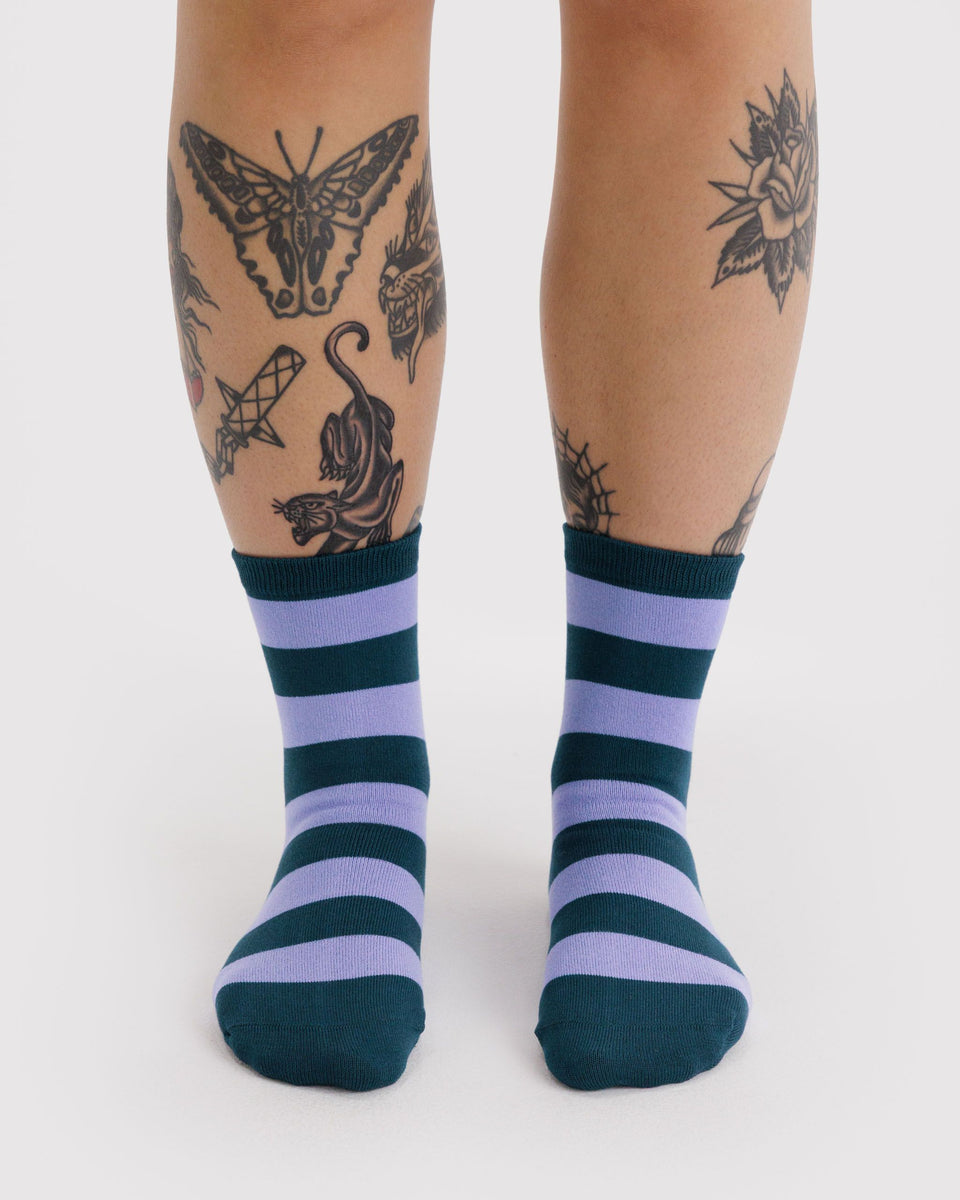 BAGGU Wholesale Socks Crew Sock - Malachite Stripe