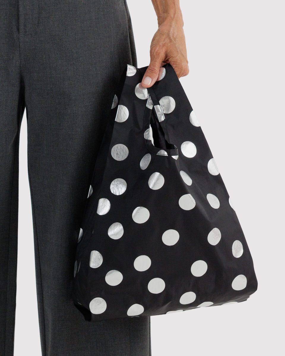 BAGGU Wholesale Metallics Baby Baggu - Silver Metallic Polka Dot