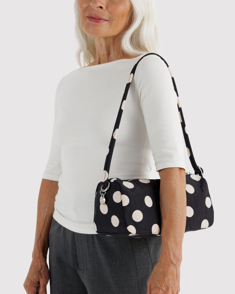 BAGGU Wholesale  Nylon Loaf Bag - Black and Cream Polka Dot