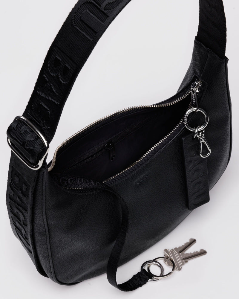 BAGGU Wholesale  Small Recycled Leather Crescent Bag - Black