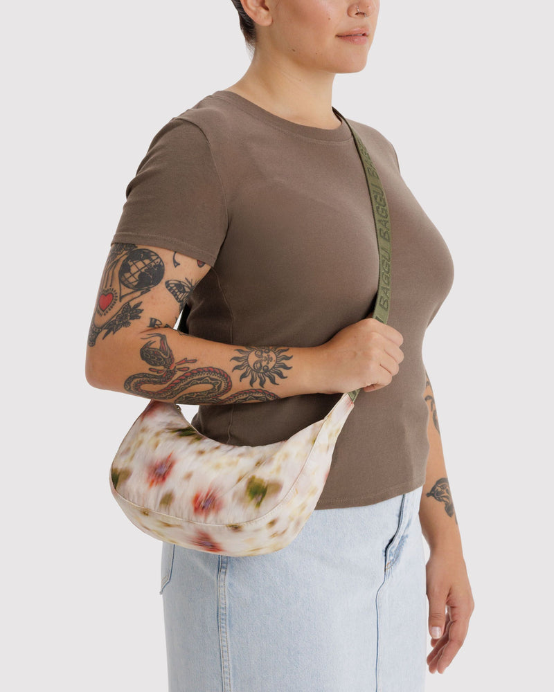 BAGGU Wholesale  Small Nylon Crescent Bag - Abstract Floral