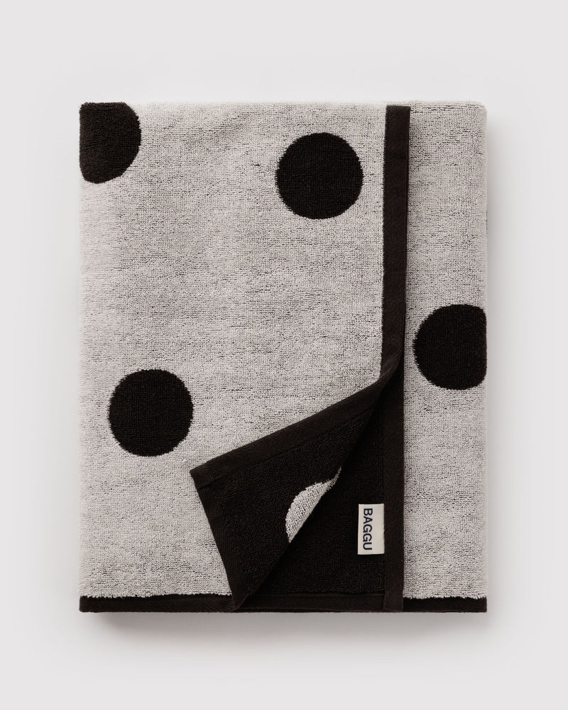 BAGGU Wholesale  Bath Towel - Cream and Black Polka Dot
