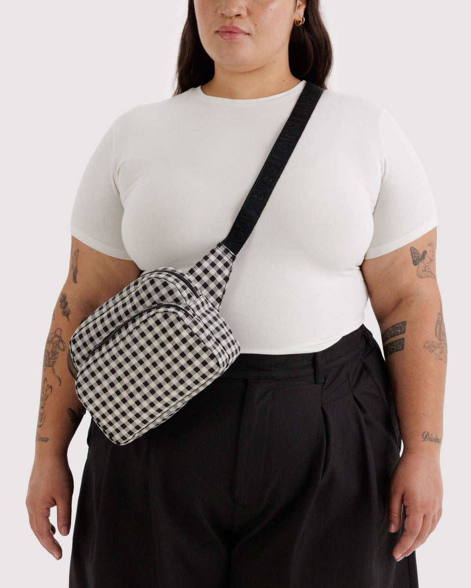 BAGGU Wholesale Cross Body Fanny Pack - Black & White Gingham