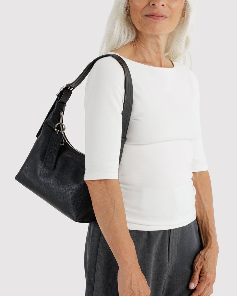 BAGGU Wholesale  Mini Recycled Leather Shoulder Bag - Black