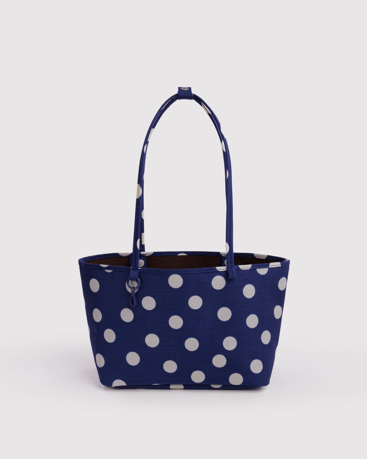 Medium Nylon Reversible Tote - Navy Polka Dot Mix
