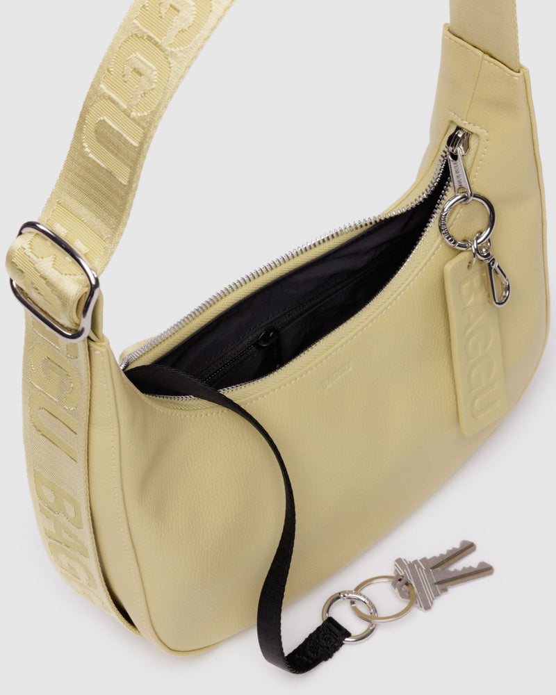 BAGGU Wholesale  Small Recycled Leather Crescent Bag - Straw