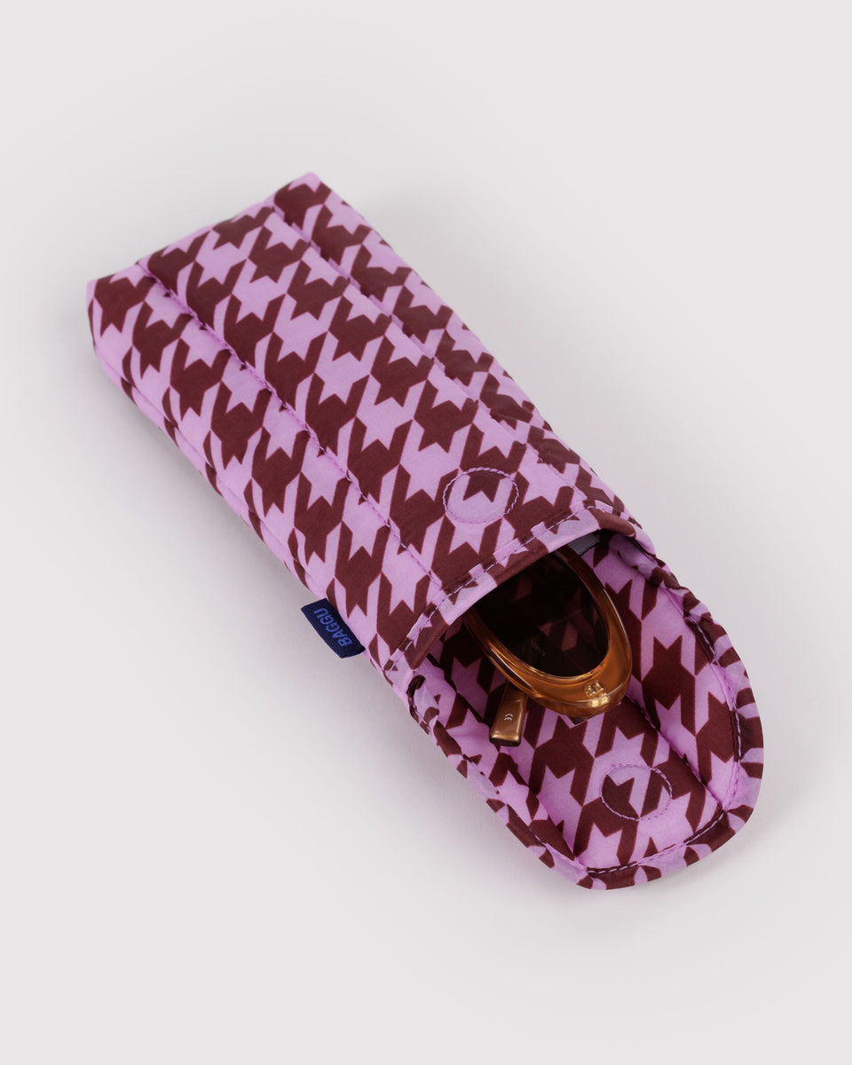 BAGGU Wholesale Shop All Puffy Glasses Sleeve - Pink Houndstooth