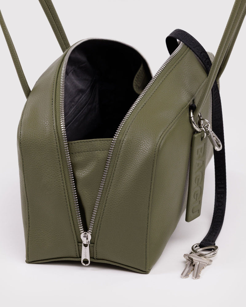 BAGGU Wholesale  Recycled Leather Bowler Bag - Loden