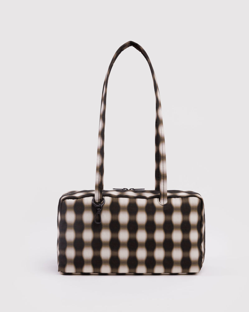 BAGGU Wholesale  Nylon Bowler Bag - Blurred Gingham Brown