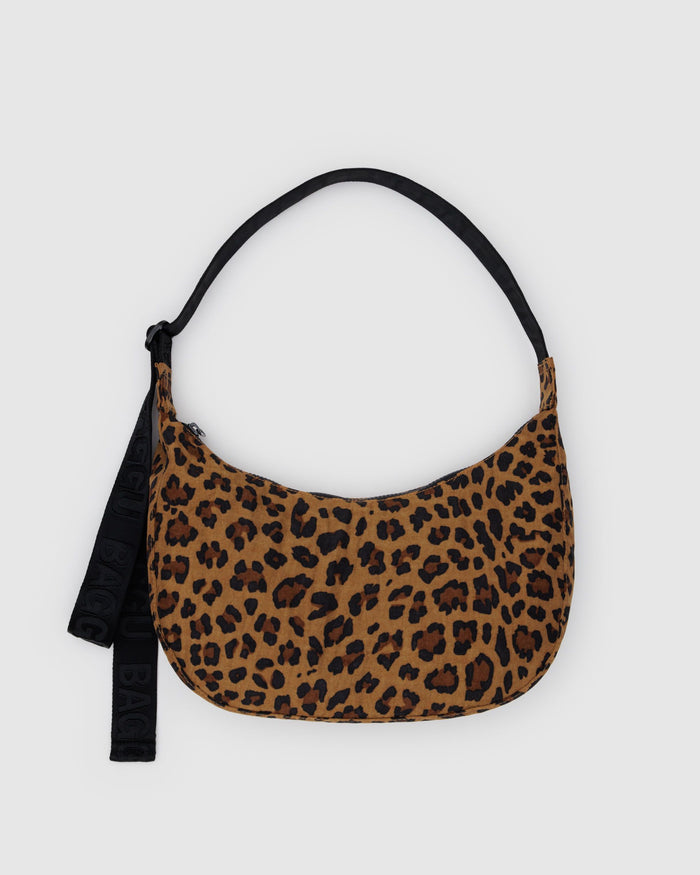 BAGGU Wholesale Crescent Bags Medium Nylon Crescent Bag - Leopard