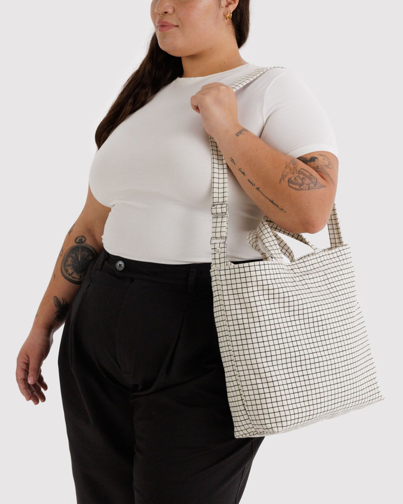 BAGGU Wholesale  Horizontal Zip Duck Bag - Natural Grid