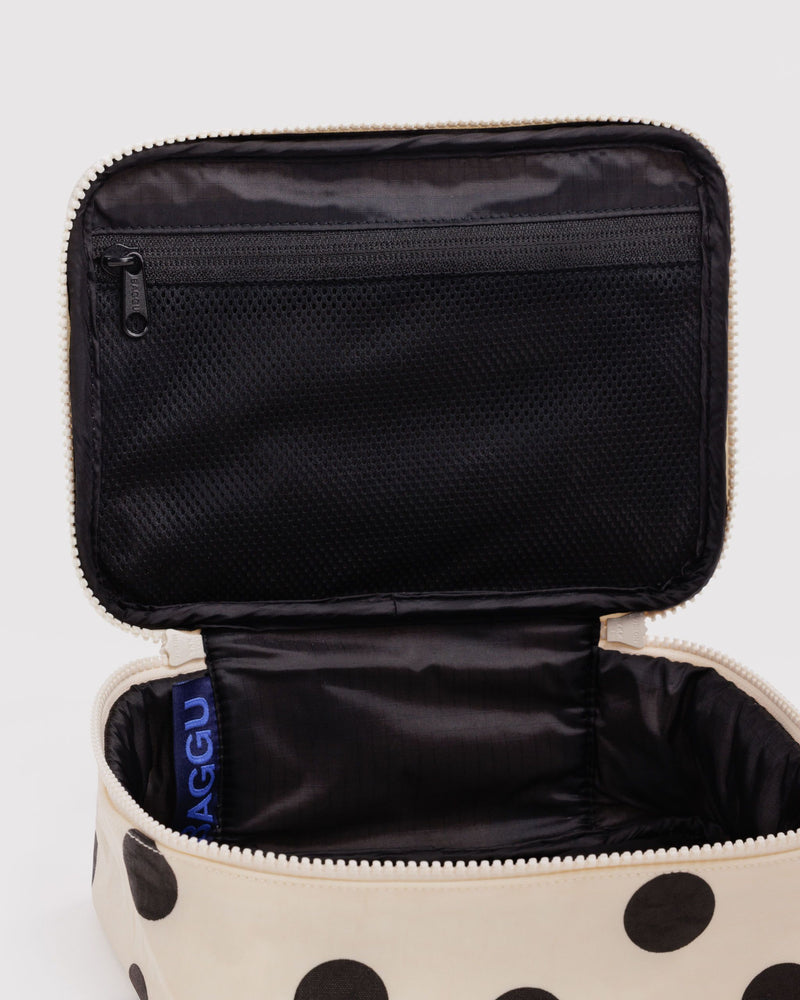 BAGGU Wholesale  Small Cosmetic Case - Cream and Black Polka Dot