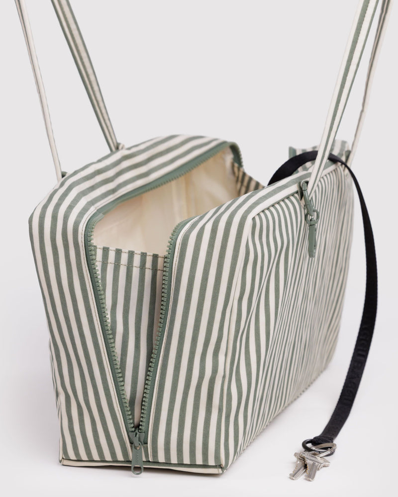 BAGGU Wholesale  Medium Nylon Bowler Bag - Sage Stripe