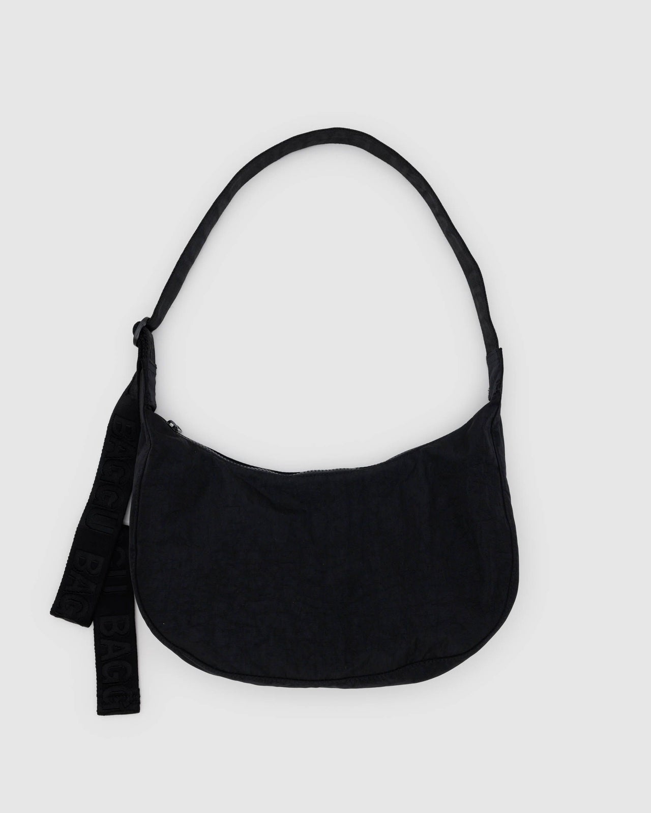 Medium Nylon Crescent Bag - Black