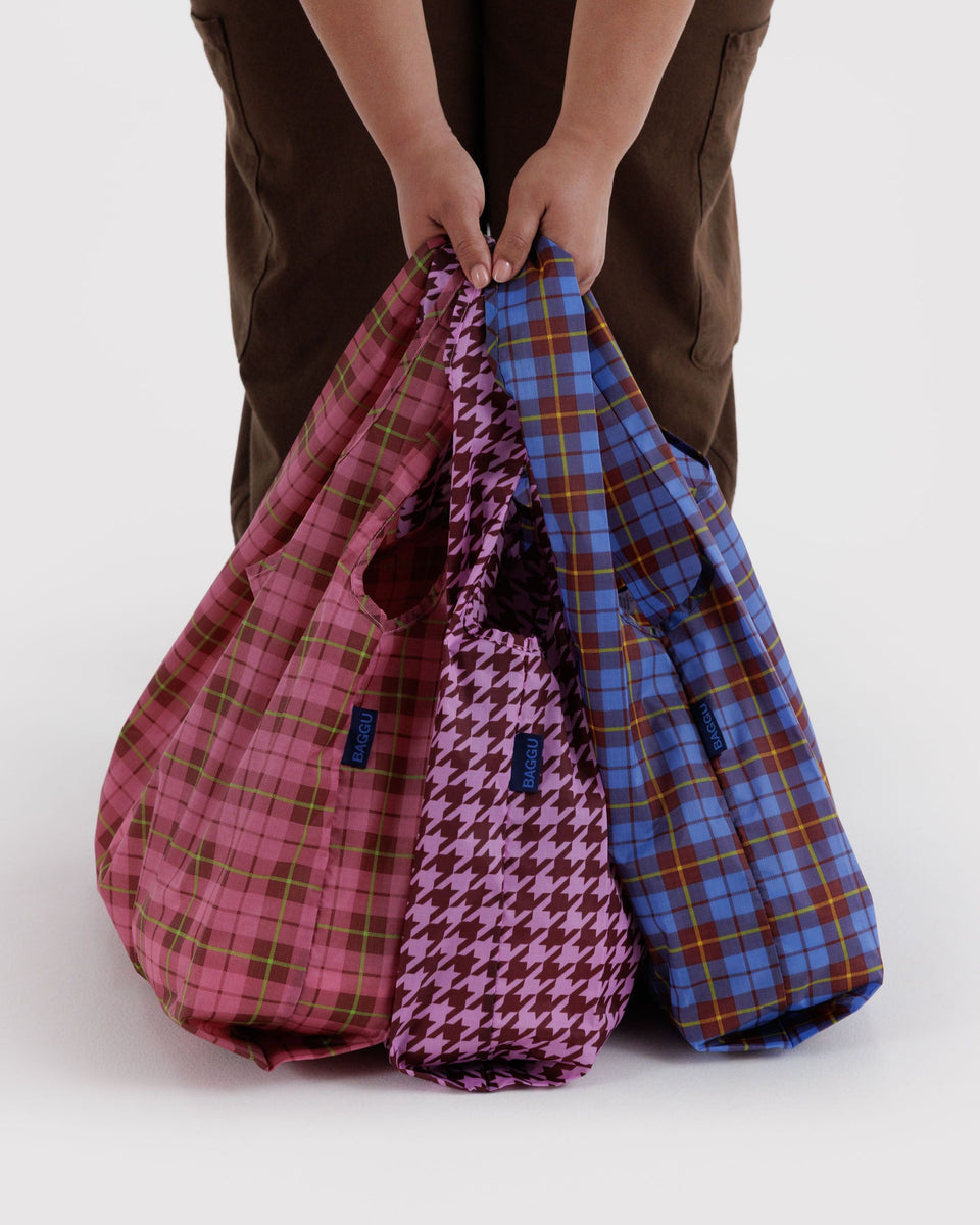 BAGGU Wholesale Reusable Bags Standard Baggu Set of 3 - Check Mix