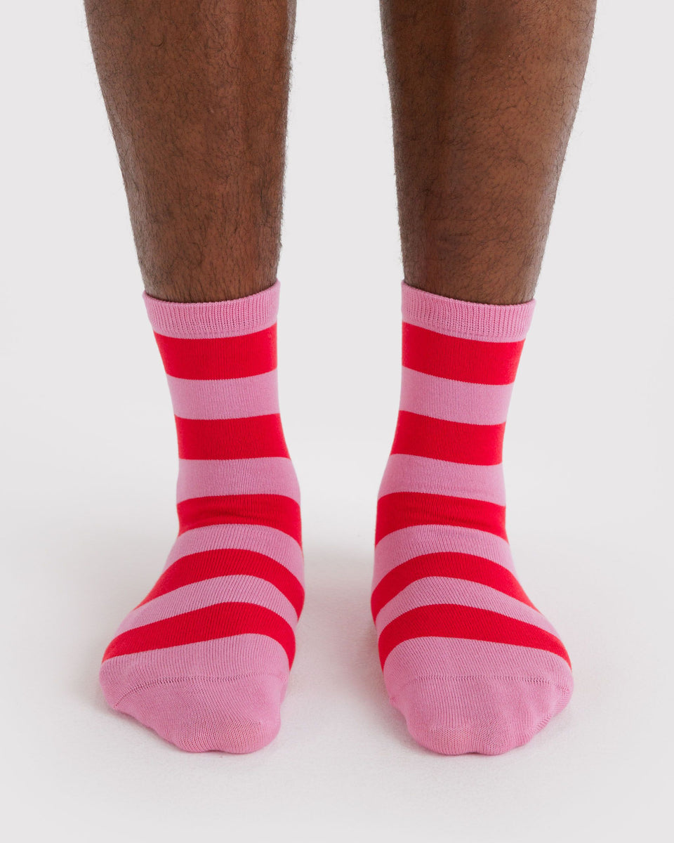BAGGU Wholesale Socks Crew Sock - Pink Stripe