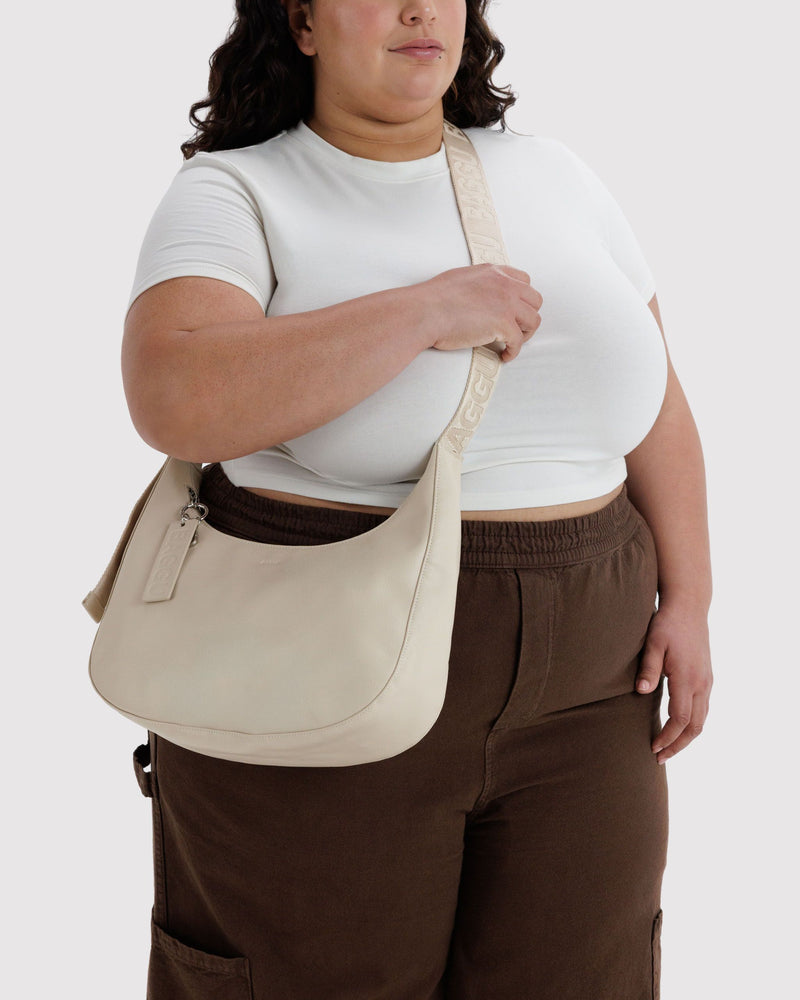 BAGGU Wholesale  Medium Recycled Leather Crescent Bag - Stone