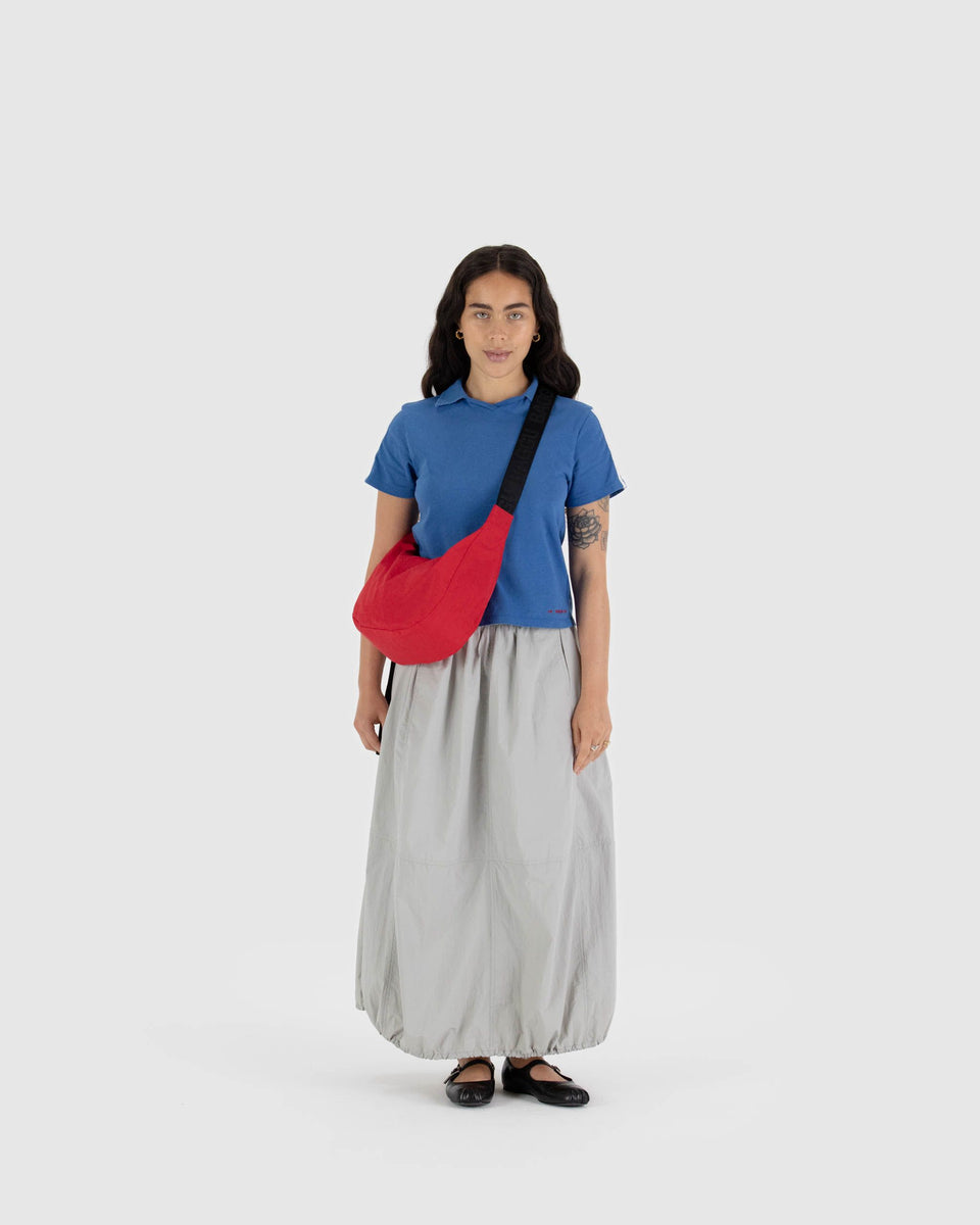 BAGGU Wholesale Cross Body Medium Nylon Crescent Bag - Candy Apple FA24